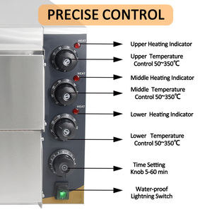 <span class=keywords><strong>Horno</strong></span> de Pizza de Acero Inoxidable de Grado Comercial con Diseño de Doble Capa y Protección Contra Sobrecalentamiento, Apto para Hacer Pan y Hamburguesas - Product Image 5