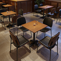 Ensemble de table à manger pour restaurant, table ronde en bois avec chaises en cuir PU, mobilier commercial pour café, bistrot, salle à manger
