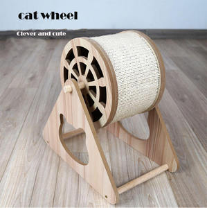 Juguetes personalizados para gatos: rueda de la fortuna de madera maciza, rascador de sisal, poste vertical para afilar garras, estructura de escalada para gatos - Product Image 4