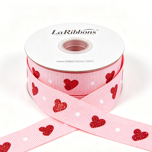 Cinta de Grogrén de Poliéster con Estampado de Corazones y Lámina Dorada Brillante Personalizada, Lazo Romántico para Regalo de Boda o San Valentín - Product Image 4
