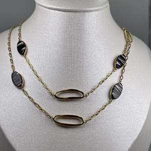 Colliers superposés tendance pour femmes Fashion SmileJoyas CL70060 plaqués or avec agate - Product Image 1