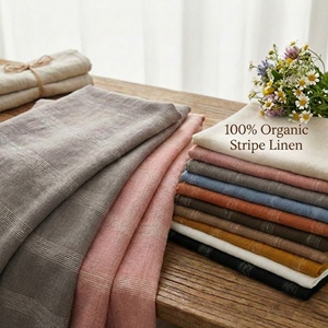 Tissu Jacquard en Lin Pur 100% Tissé à la Main, Écologique et Durable, à Rayures <span class=keywords><strong>Lino</strong></span>, avec Fil Hautement Torsadé, Idéal pour Vêtements et Costumes - Product Image 1