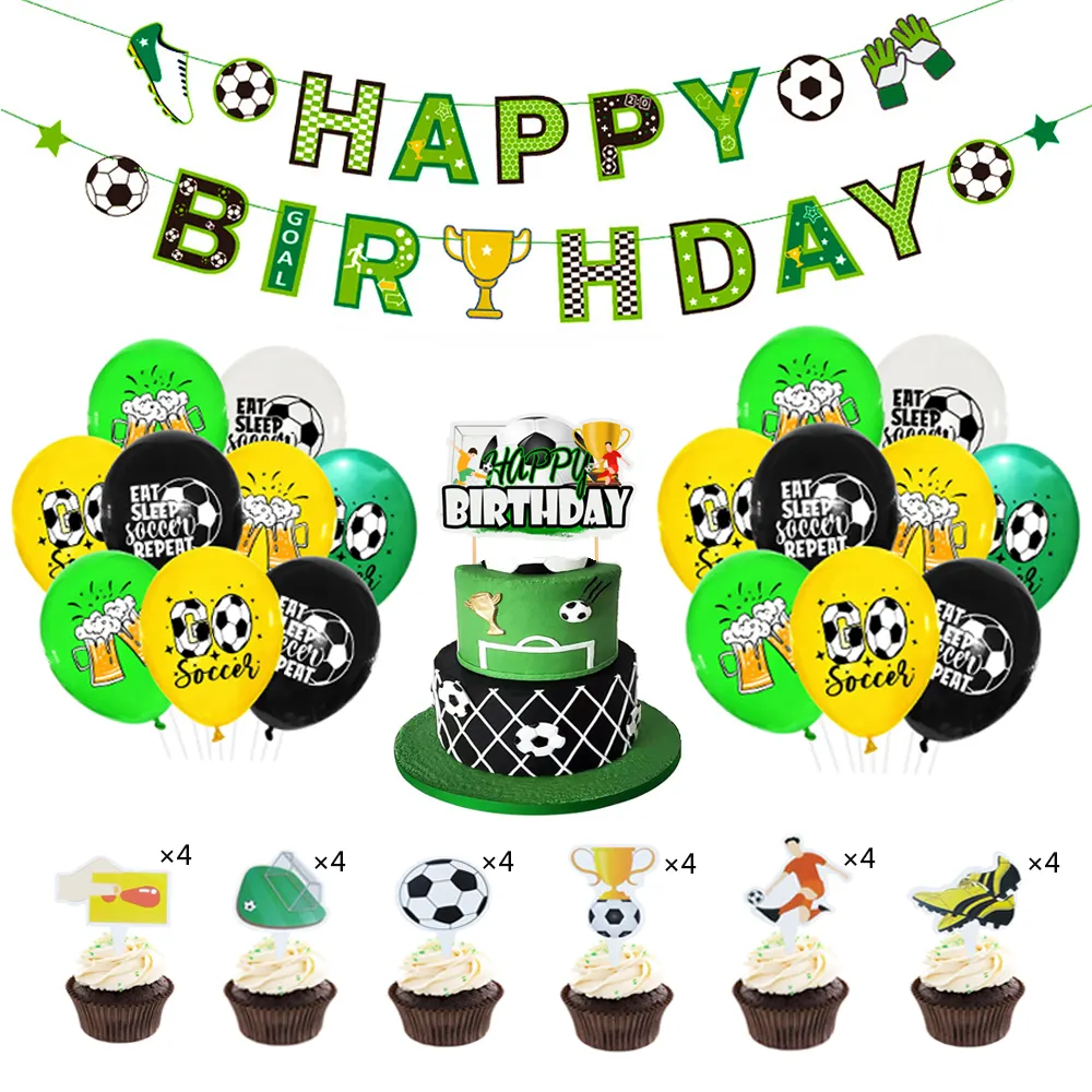 MU fútbol caliente verde fiesta de cumpleaños de los niños taza de papel bandeja de papel juego de pañuelos vajilla de fiesta punto al por mayor