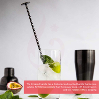 Kit de Barman Personnalisé en Gros, Argenté, Réutilisable, en Acier Inoxydable, avec Cuillères à Cocktail et Jigger