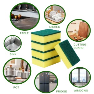3 Pcs Bán Buôn Chất Lượng Tốt Hộ Gia Đình Làm Sạch Nhà Bếp Món Ăn Rửa Dễ Dàng Scrubber PU Miếng Bọt Biển - Product Image 2
