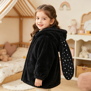 Cappotto Invernale per Bambine con Cappuccio e Orecchie di Coniglio, Giacca in Pile Calda e Confortevole con Zip, Vendita all'Ingrosso - Product Image 1