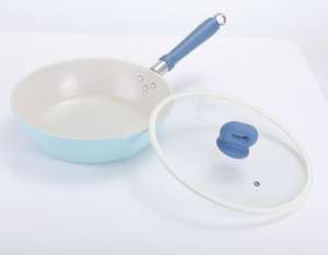 Safir gökyüzü mavi sağlıklı seramik yapışmaz tava toksik olmayan tava cam kapak ile bulaşık makinesinde yıkanabilir tencere - Product Image 1