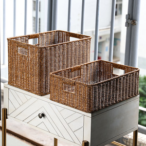 Cesto rettangolare in finto Rattan tessuto europeo carino scatola di plastica quadrata <span class=keywords><strong>per</strong></span> casa Organizer Cabinet tavolino snack <span class=keywords><strong>giocattoli</strong></span> - Product Image 4