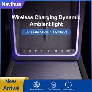 แผงสัมผัส Navihua สำหรับ Tesla Model 3 Highland พร้อมไฟ Ambient Light และที่ชาร์จโทรศัพท์ไร้สายในรถยนต์ - Product Image 2