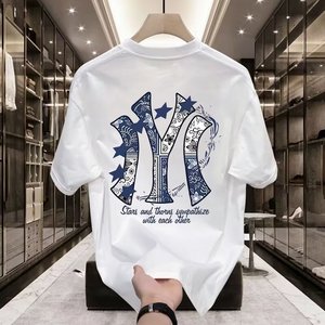 Camiseta de Manga Corta para Hombre, Nueva Colección de Verano, Estilo Casual Holgado con Estampado, 100% Algodón - Product Image 4