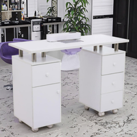 Ensemble table et chaises de manucure double en bois pour salon de beauté au design moderne bureau de luxe pour les ongles avec dépoussiéreur