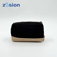 Sac de voyage en toile de jute pour femmes, grande capacité, personnalisé avec logo, imprimé, avec fermeture éclair, pour le maquillage et les cosmétiques