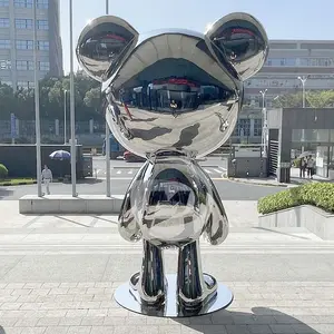 Customized Sculpture Cartoon Art Statue Bear Art Stainless Steel Sculpture Indoor Outdoor Decoration Metal Art