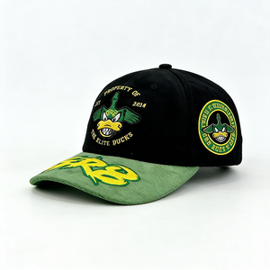 Бейсболка-снепбэк уличного стиля в стиле хип-хоп, регулируемая, из теплой мягкой замши, двухцветная (зеленый и черный) - Product Image 2