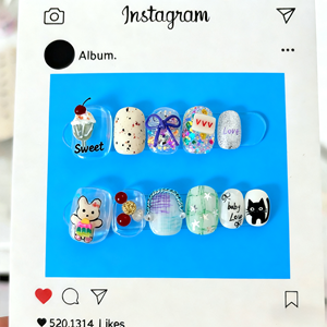 Hand Foot Press-on Nails Art & Coated Paper Display Show Card avec logo personnalisé/<span class=keywords><strong>Design</strong></span> <span class=keywords><strong>graphique</strong></span> et marquage à chaud - Product Image 1