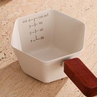 Taza Medidora de Espresso de Acero Inoxidable 304 de 120 ml con Mango de Madera, Doble Escala, Accesorios para Café Latte Barista