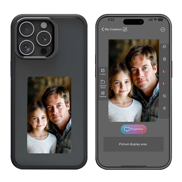 Wireless Transmission NFC E-Ink Phone Case for iPhone 16/15/14 Plus/13 Pro Max - DIY Patterns, Shockproof Shell