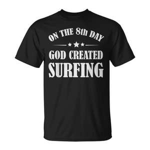 T-shirt pour les amateurs de surf avec citations chrétiennes, noir, unisexe, taille adulte S M L XL XXL, manches courtes, col rond, impression sérigraphique - Product Image 1