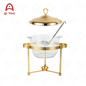 Gran oferta 4L Hotel Buffet que sirve plato de frotamiento calentador de alimentos de vidrio para boda fiesta restaurante Equiment comercial - Product Image 5