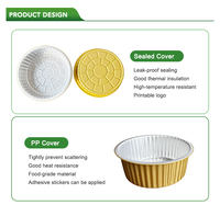 Gobelet de cuisson en aluminium de qualité alimentaire avec bord doré, empilable, jetable, pour mousse et tarte