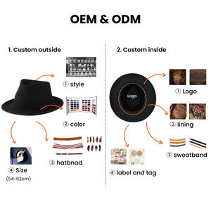 قبعات مخصصة للرجال مصنوعة من مزيج الصوف والأرنب مع شريط فيدورا من الغروغران وتاج على شكل دمعة - Product Image 4