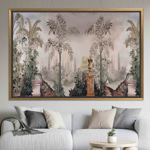 Tropical Bird Garden Printed Canvas: Elegant Panoramic Landscape Decor,<b>GOLD</b> <b>FRAMED</b> CANVAS - Product Image 3