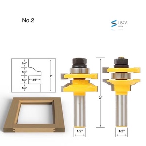L-N003 8# 2 Bits Rail & Stile Router Bit Set  Bevel -1/2" Shank Door Knife Woodworking Cutter Tenon Cutter - Product Image 3