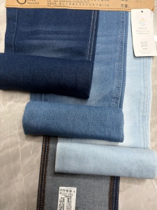 Tissu denim tissé en sergé extensible de haute qualité, teint à <span class=keywords><strong>base</strong></span> de <span class=keywords><strong>bio</strong></span>, 87% coton, durable, haute résistance à la décoloration, pour garçons, filles, sacs - Product Image 4