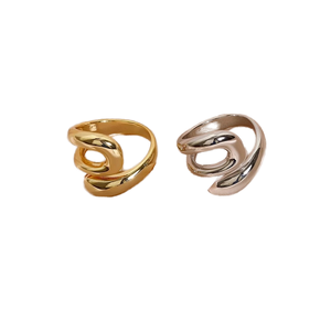 Anillos Finos de Plata de Ley 925 con Diseño Trenzado en Oro y Plata de 18k, Anillo Elegante y Moderno de Acero Inoxidable para Mujer, Venta al Por Mayor - Product Image 1