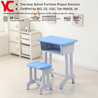 Ensemble de mobilier scolaire moderne en plastique écologique pour élèves : table et chaise individuelles pour la lecture et l'écriture, idéal pour les salles de classe des enfants.