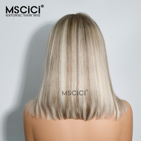 Perruque Bob Courte Lisse Ombrée Vietnamienne 13x6 HD Lace Front Cheveux Humains Vierges Sans Colle Pré-Pluckée