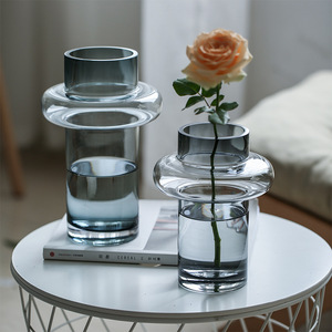 Nordic Fashion Grey Glass <b>Vase</b> Modern Soft Installation Hydroponic Floral <b>Set</b> Living Room Table Decoration Crystal Glass <b>Vase</b> - Product Image 6