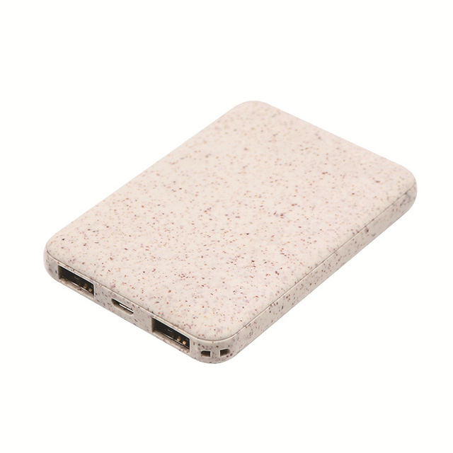2022 New Arrival Customized Biodegradable Wheat Straw Charger Portable Charger Big Capacity Power Charge Bank Factory