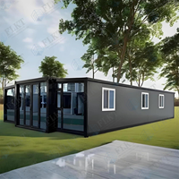 FLKT Maison conteneur préfabriquée moderne de luxe extensible de 40 pieds pour jardin, 3 chambres, résistante aux intempéries et au feu, modulaire et mobile, idéale pour hôtel