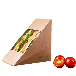 Caja Kraft con Forma de Triangulo para Sandwich box packaging Take Away Caja de Papel Desechable para Sandwiches y Pasteles