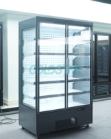 Vitrine de refroidissement ouvert à haut rendement énergétique avec éclairage LED en verre trempé pour les magasins de détail Boissons fraîches Étagères réglables