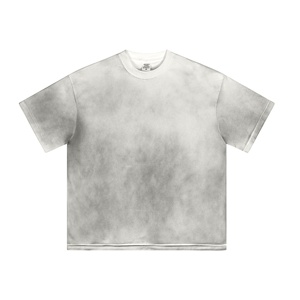 Camisetas de manga corta holgadas unisex con efectos de teñido anudado y lavado con agua, varios colores, algodón suave para uso diario - Product Image 5