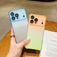 Coque de téléphone portable antichoc à quatre coins en TPU, dégradé bicolore, style Ins, design frais et naturel, couleurs bonbon, finition effet peau