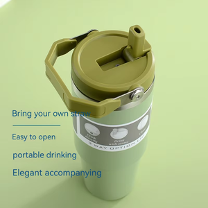 Taza de Café de Viaje Personalizada Topwin con Logotipo, 30 oz, Acero Inoxidable, Térmica, con Asa y Pajita Abatible - Product Image 2