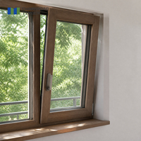 Fenêtre à battant en bois avec revêtement en aluminium, double ou triple vitrage feuilleté, résistante à la corrosion, pour maison jumelée