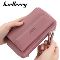 Dompet Wanita Baellerry Gaya Korea Resleting Ganda Kapasitas Besar Tas Selempang Modis Serbaguna Dompet Panjang