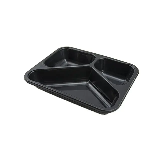 Airline Ovenable 3-Compartments CPET Black Dinner Plates