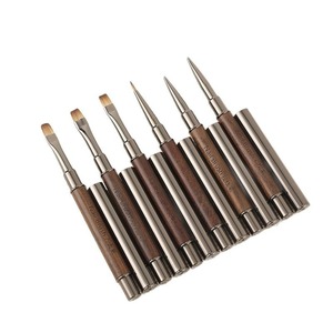 Pinceau à ongles en nylon Kolinsky, plat, carré, rond, manche en bois, pour dessin de lignes, fleurs, manucure, salon, peinture, photothérapie, outil d'art des ongles - Product Image 5