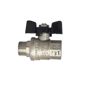 OEM & <span class=keywords><strong>DOM</strong></span>-válvula de bola de latón niquelado, accesorio personalizado DN25, puerto completo hembra x macho, mango de mariposa, 1/2 - Product Image 1