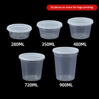 Gobelet à soupe jetable en plastique PET épaissi, anti-fuite, avec couvercle, doré estampé, pour boîte à lunch, bol, à paroi simple, qualité alimentaire, pour porridge à emporter