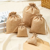 Pochette en lin écologique 7*9cm sac à cordon en jute avec doublure non tissée emballage textile pour emballage cadeau