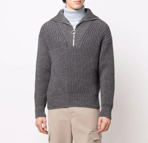 Cardigan Basic in Maglia a Nido d'Ape con Zip, Pullover da Uomo, Maglieria con Zip 1/4, Maglioni di Guangzhou, Maglieria Homme - Product Image 1