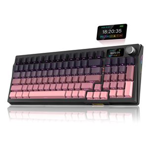 คีย์บอร์ดไร้สายแบบกลไก OEM ODM <span class=keywords><strong>K95</strong></span> หน้าจอ TFT ปุ่มหมุน ระบบเชื่อมต่อสามโหมด คีย์บอร์ดแบบ Gasket ปรับแต่งได้ รองรับ HotSwap ไฟ <span class=keywords><strong>RGB</strong></span> Backlit พร้อม Lubed ไว้แล้ว - Product Image 1