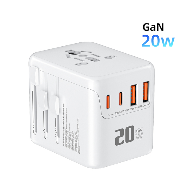 Easy Conversion Multi-Port Travel Adapter 12w 20w 35w 65w Universal Travel Charger Travel Adapter GaN Fast Charger