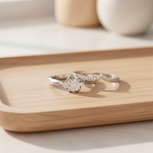 Anillo Apilable de Oro Blanco Sólido de 18K con Diseño de Dos Anillos Especiales y Diamante Solitario, Sin Piedra Central, Anillo de Compromiso para Mujer - Product Image 6